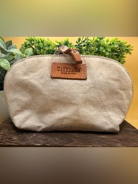 UASHMAMA Italy Washable Paper Zip Pouch Cream Cosmetic Bag 8x5 Minimalist -read